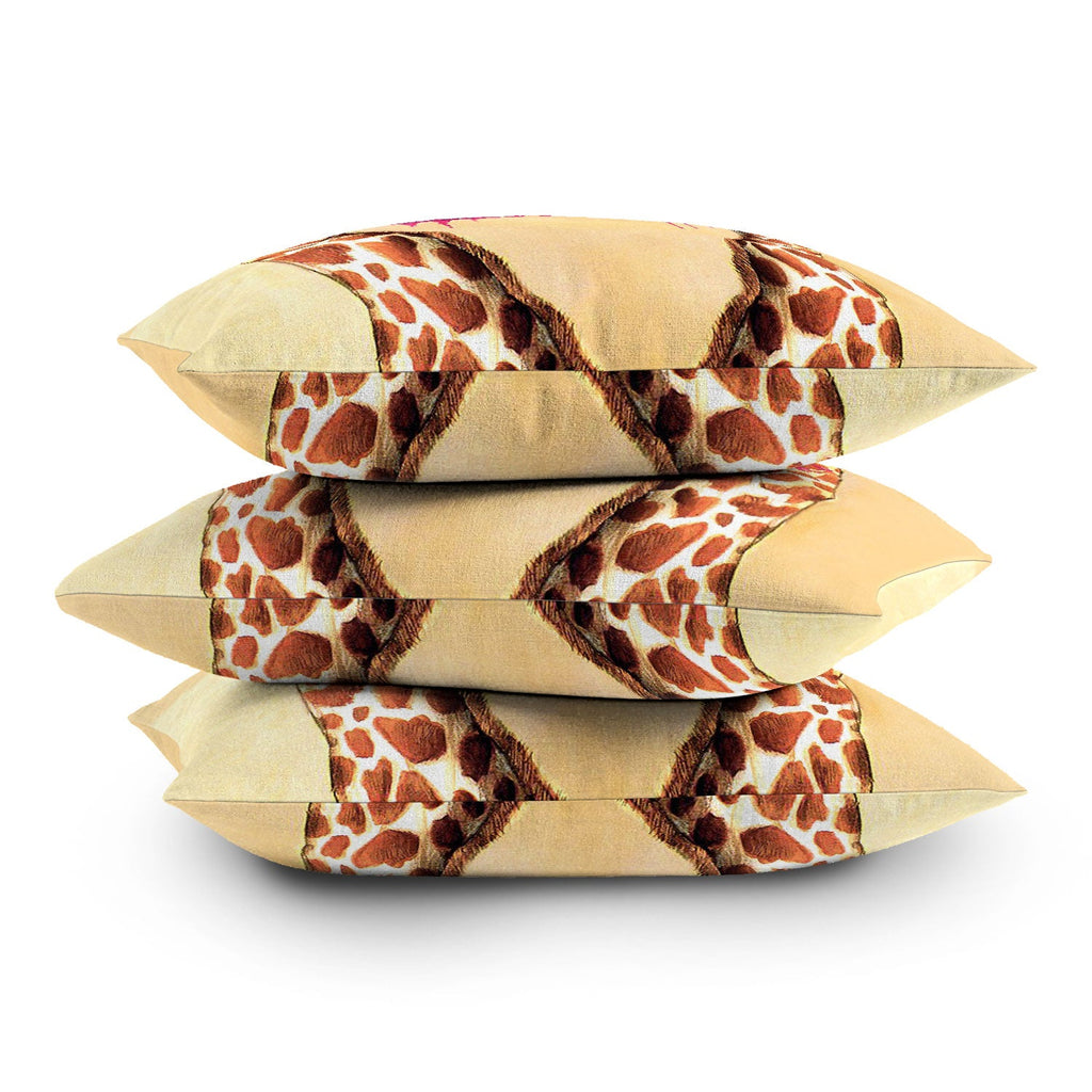 Coco de Paris Giraffes with bubblegum 2 Throw Pillow