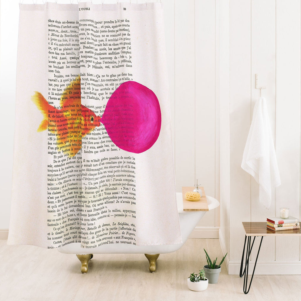Coco de Paris Goldfish With Bubblegum Shower Curtain