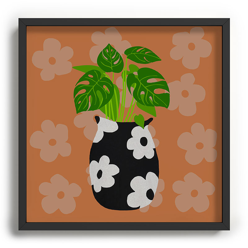 Coco de Paris Green plant retro style 1 Recessed Framing Square