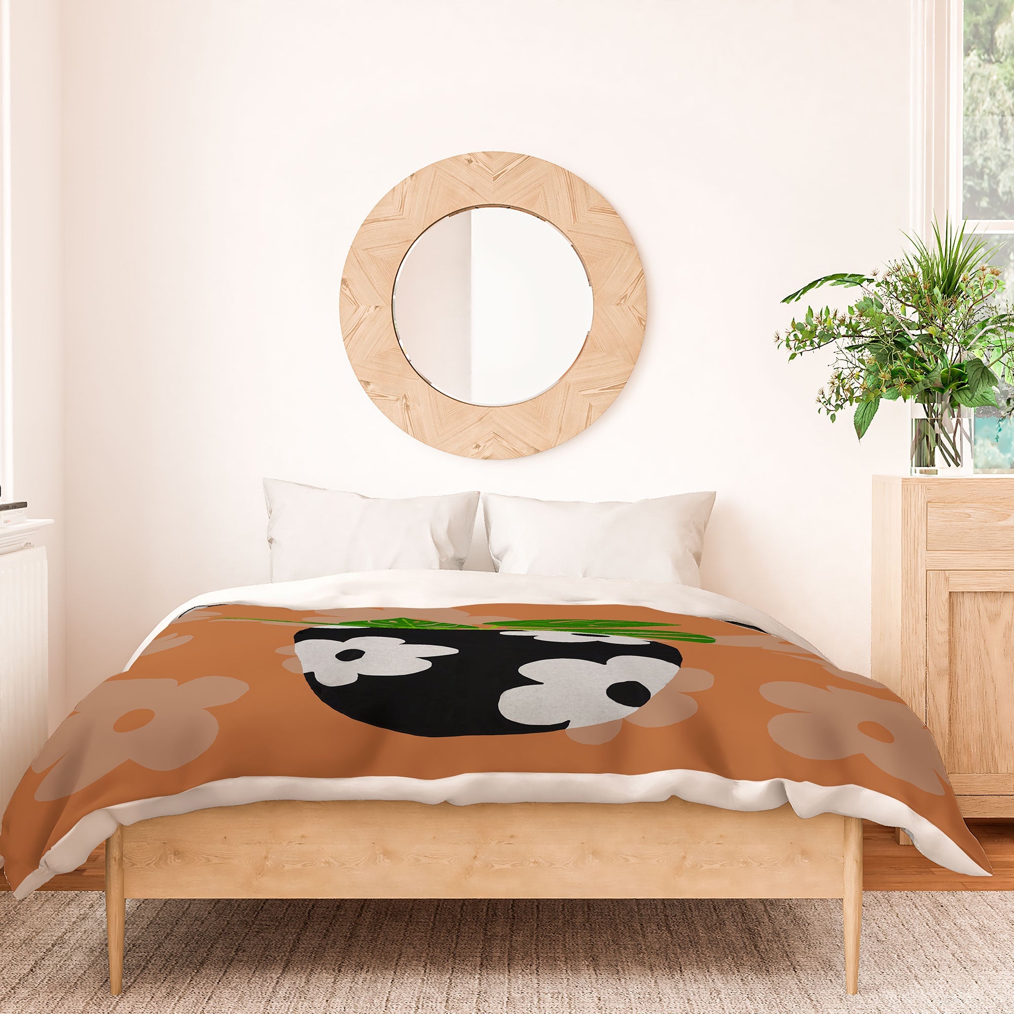 Coco de Paris Green plant retro style 1 Duvet Cover