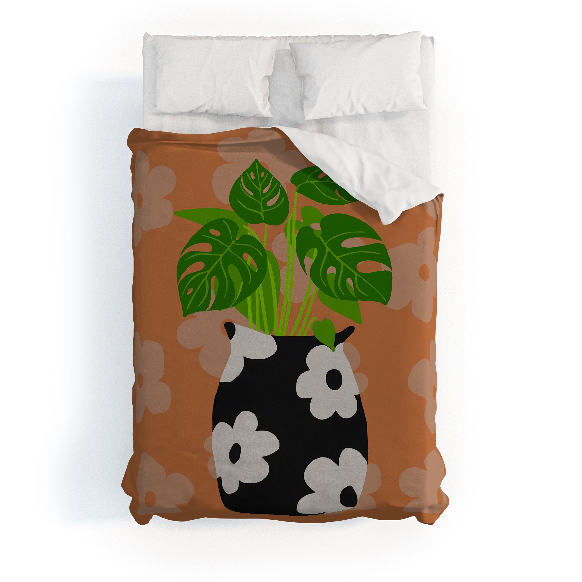 Coco de Paris Green plant retro style 1 Duvet Cover