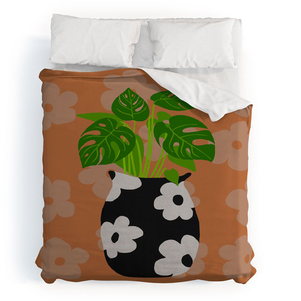 Coco de Paris Green plant retro style 1 Duvet Cover