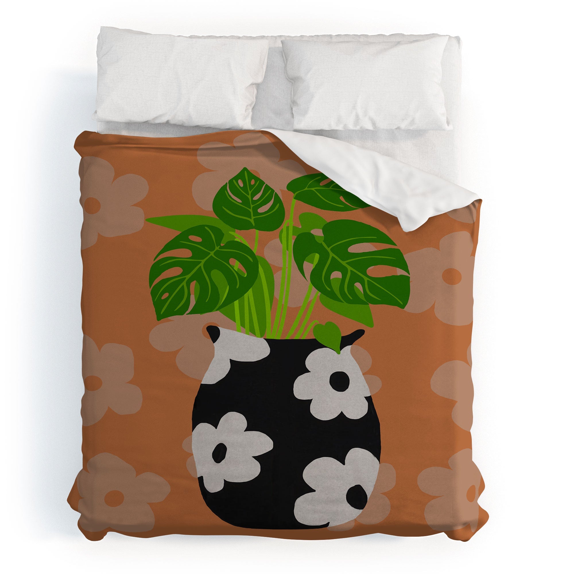 Coco de Paris Green plant retro style 1 Duvet Cover