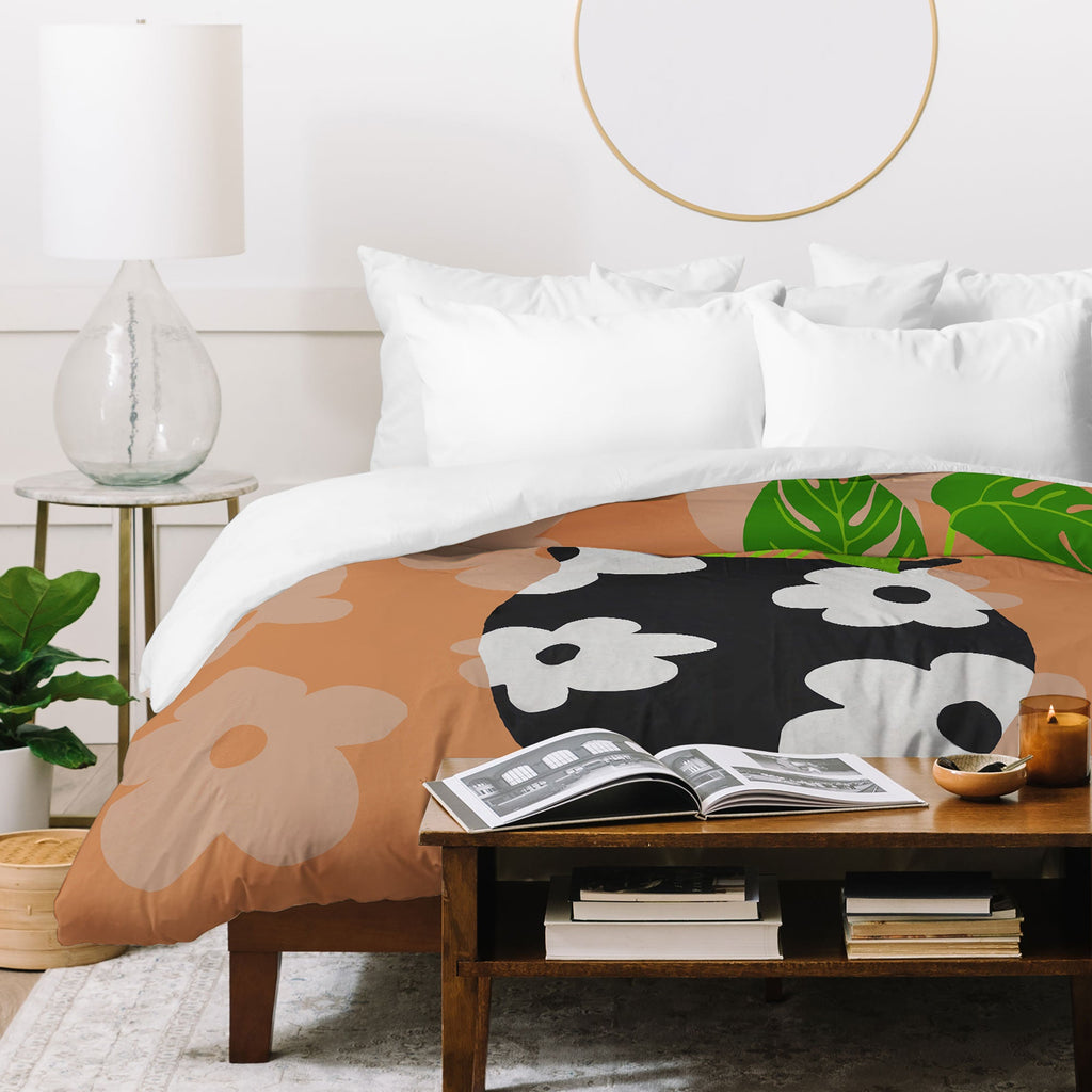 Coco de Paris Green plant retro style 1 Duvet Cover