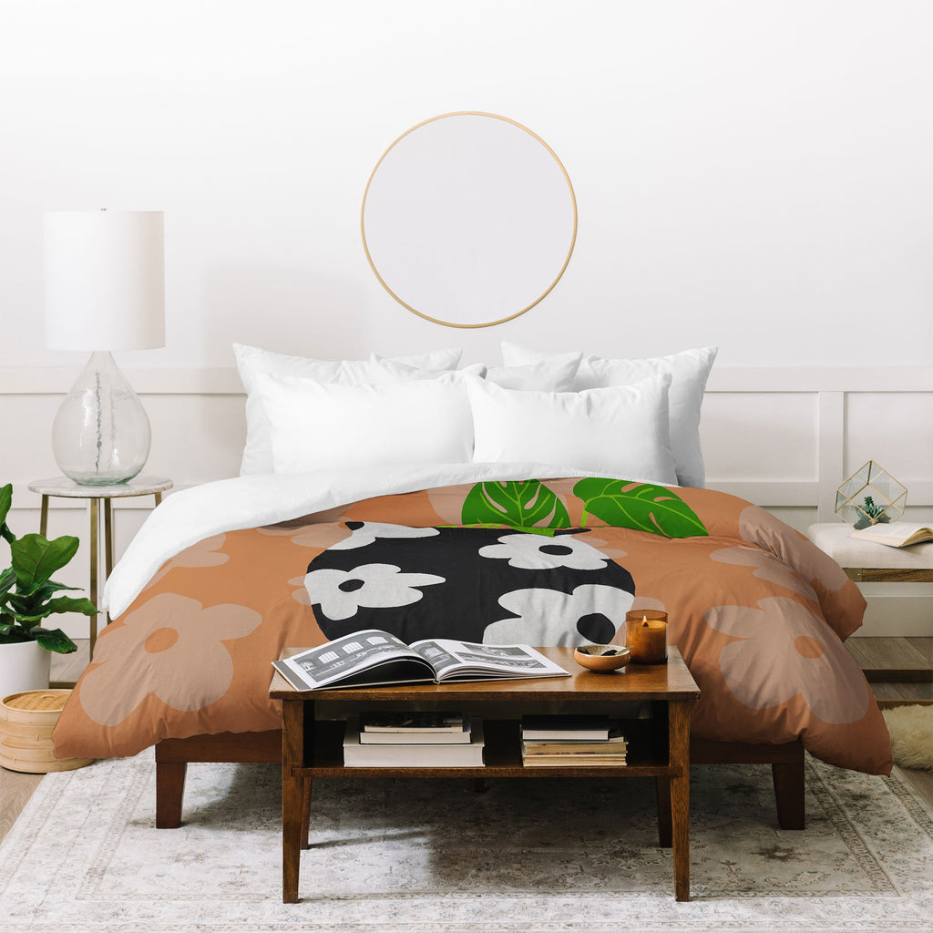 Coco de Paris Green plant retro style 1 Duvet Cover