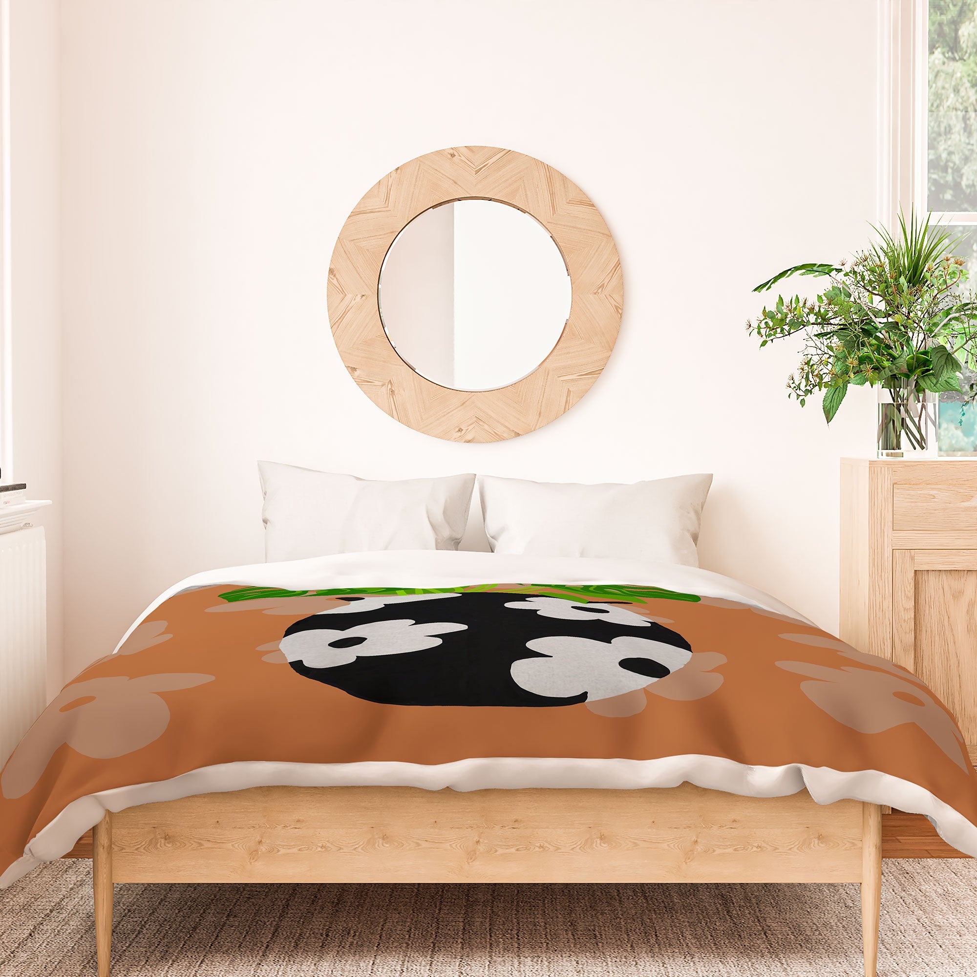 Coco de Paris Green plant retro style 1 Duvet Cover