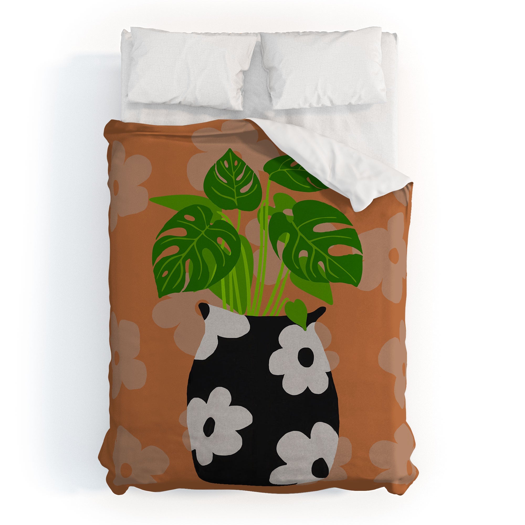 Coco de Paris Green plant retro style 1 Duvet Cover