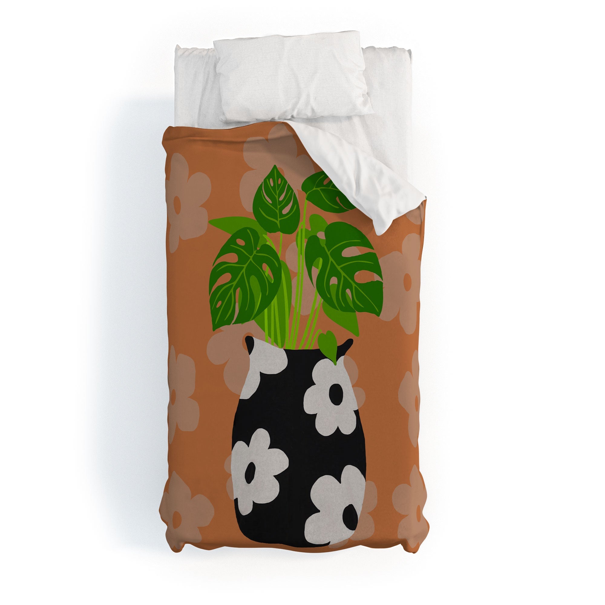 Coco de Paris Green plant retro style 1 Duvet Cover