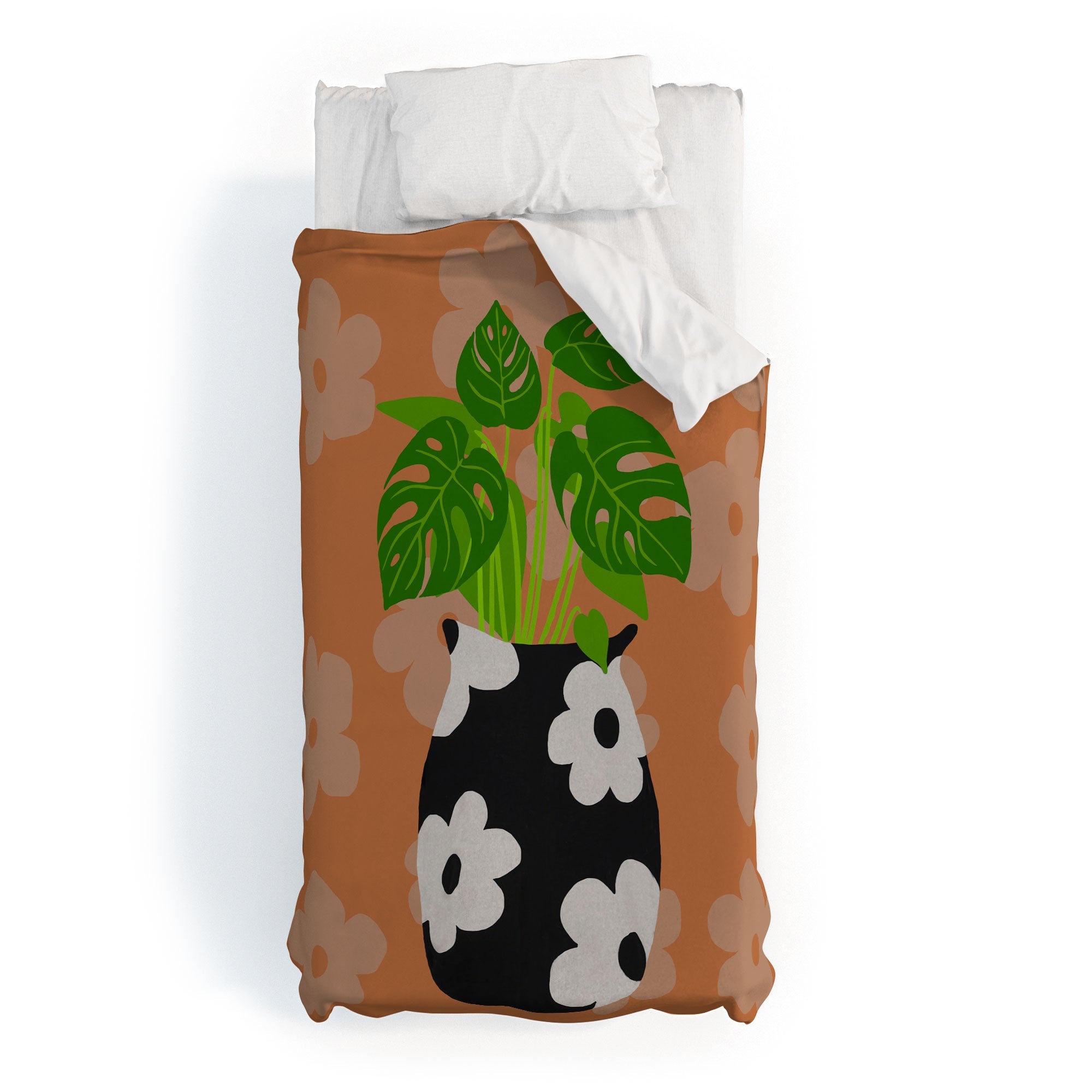 Coco de Paris Green plant retro style 1 Duvet Cover