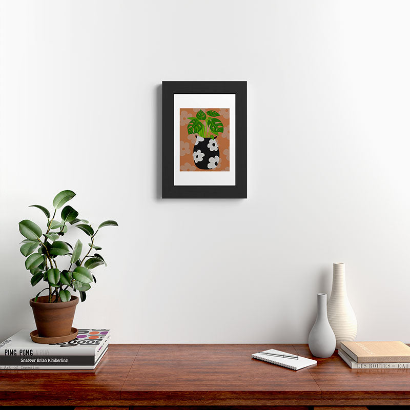 Coco de Paris Green plant retro style 1 Framed Art Print