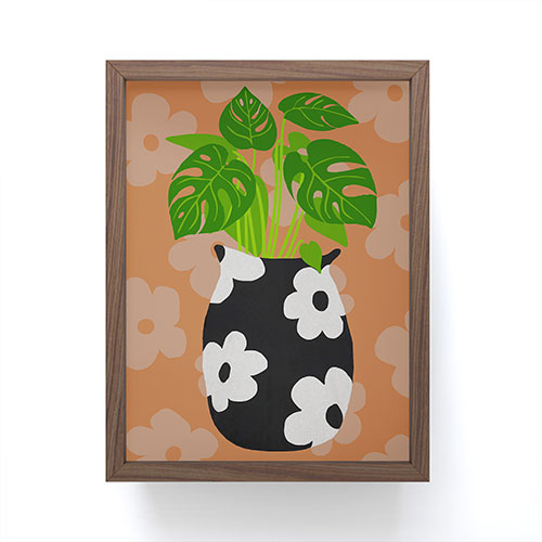 Coco de Paris Green plant retro style 1 Framed Mini Art Print