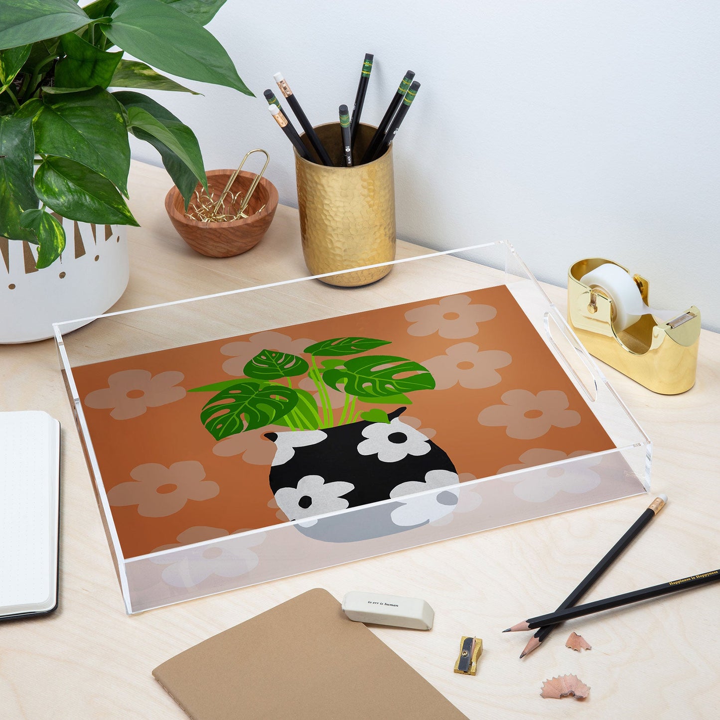 Coco de Paris Green plant retro style 1 Acrylic Tray
