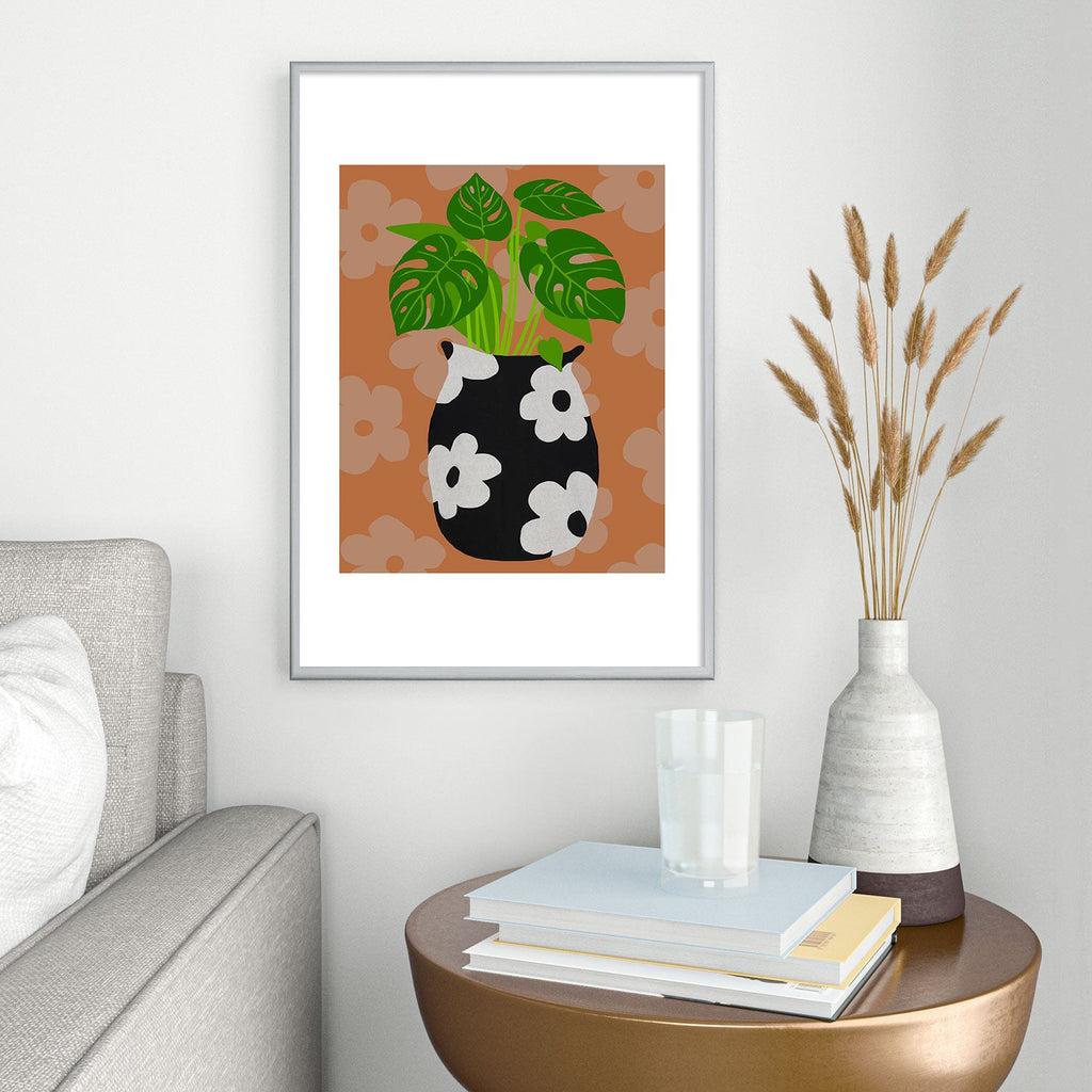Coco de Paris Green plant retro style 1 Metal Framed Art Print