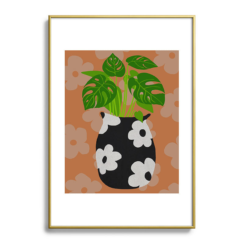 Coco de Paris Green plant retro style 1 Metal Framed Art Print