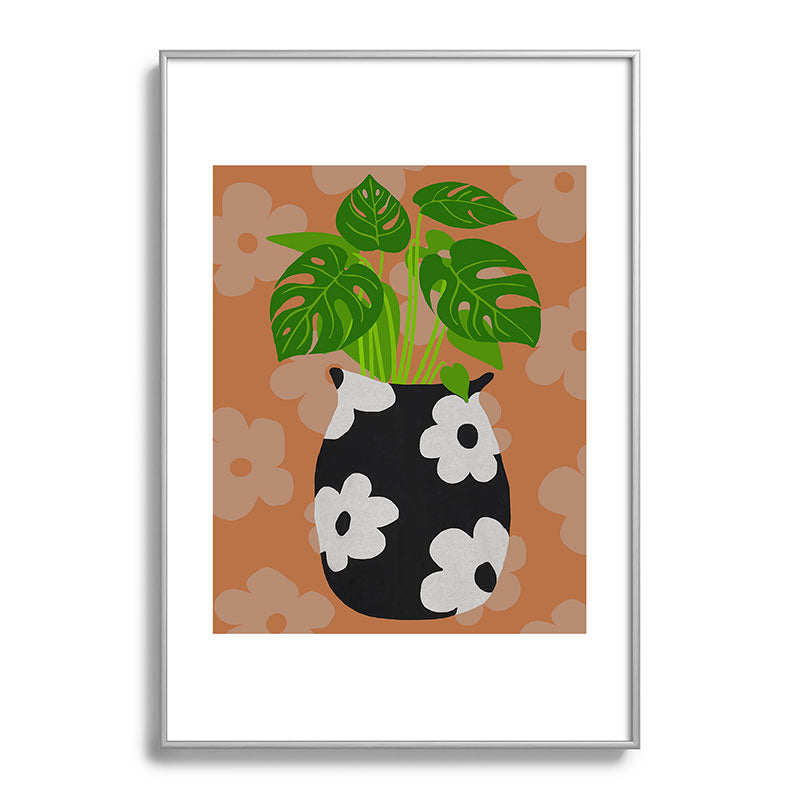 Coco de Paris Green plant retro style 1 Metal Framed Art Print