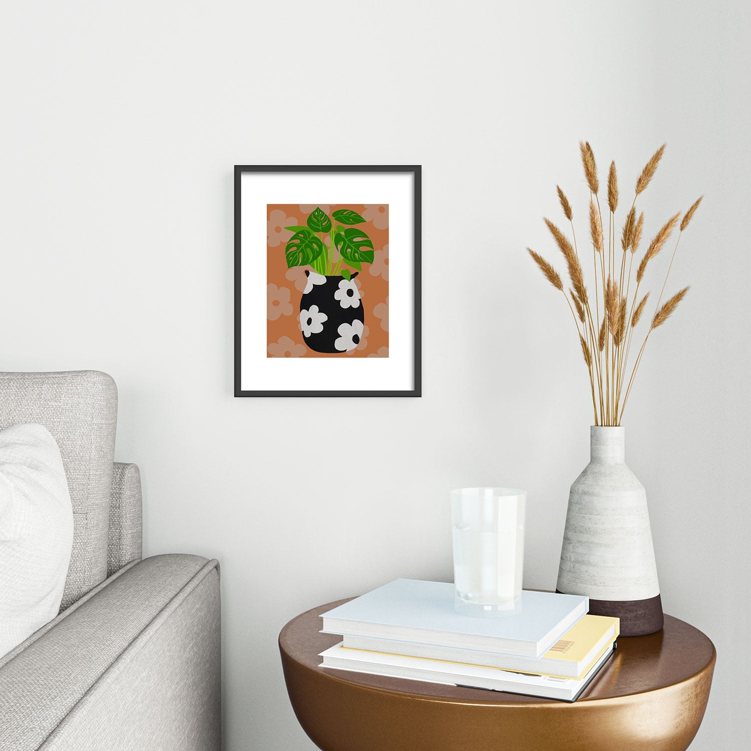 Coco de Paris Green plant retro style 1 Metal Framed Art Print