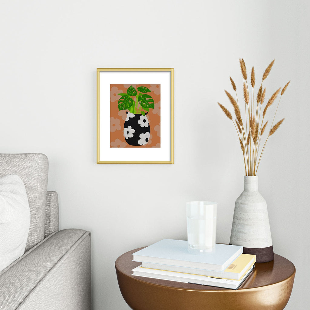 Coco de Paris Green plant retro style 1 Metal Framed Art Print