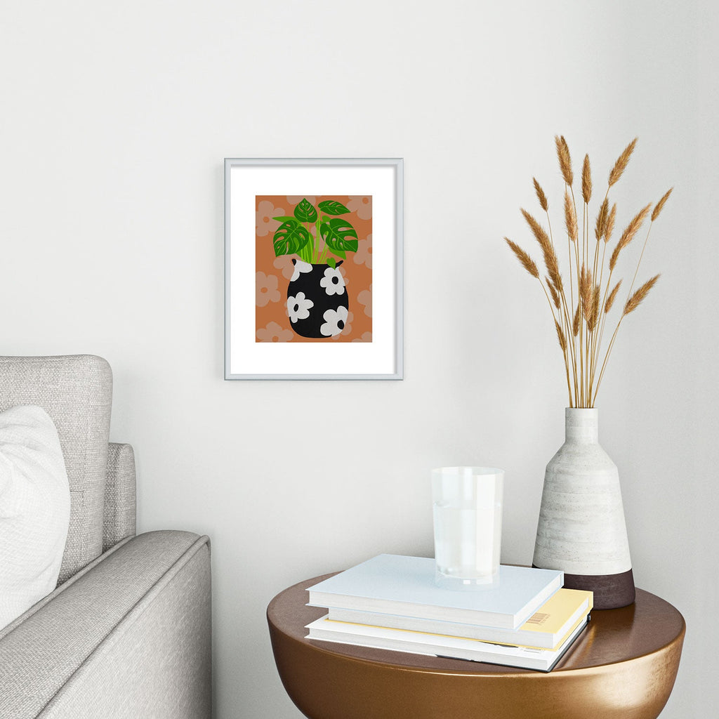Coco de Paris Green plant retro style 1 Metal Framed Art Print