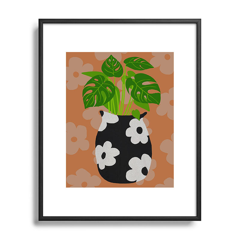 Coco de Paris Green plant retro style 1 Metal Framed Art Print