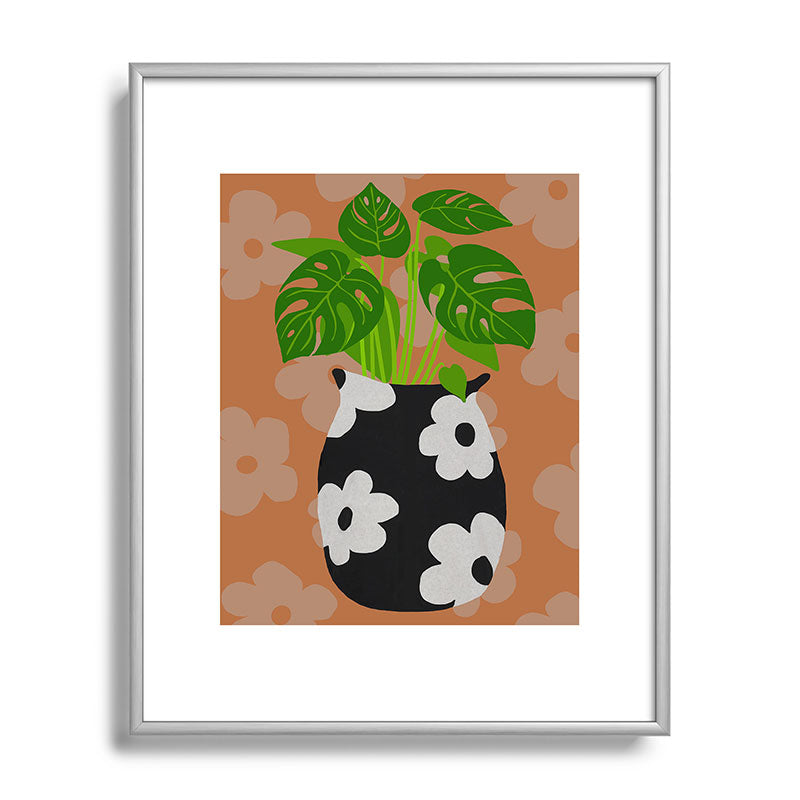 Coco de Paris Green plant retro style 1 Metal Framed Art Print