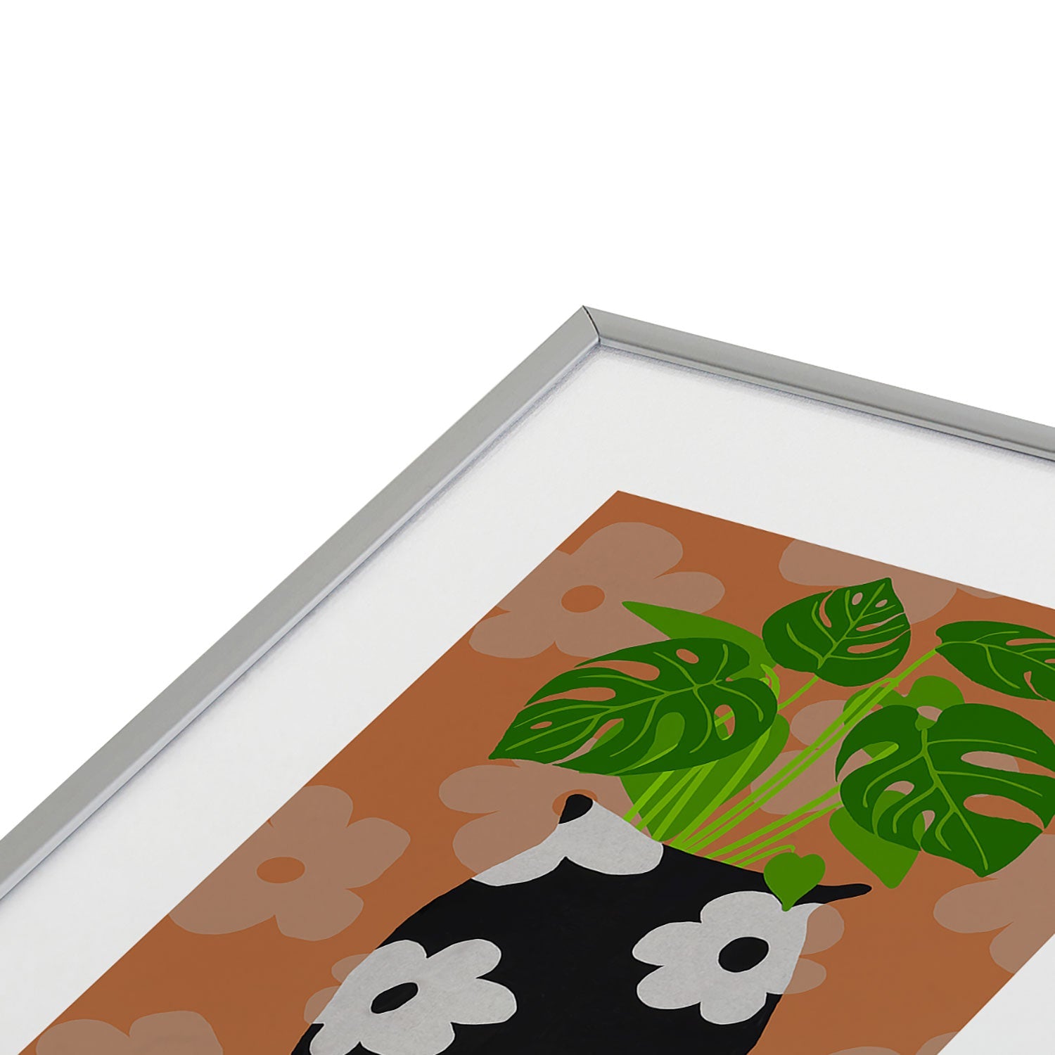 Coco de Paris Green plant retro style 1 Metal Framed Art Print