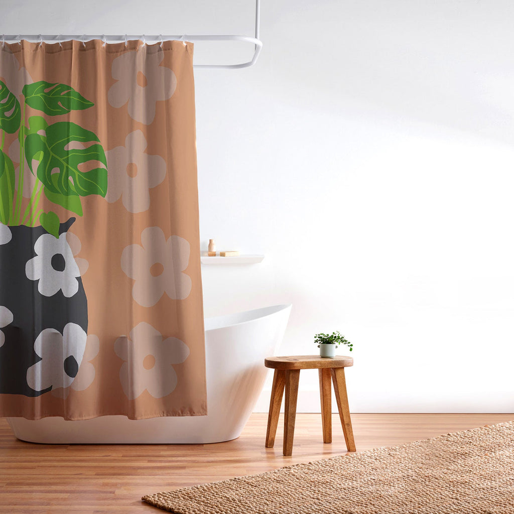 Coco de Paris Green plant retro style 1 Shower Curtain