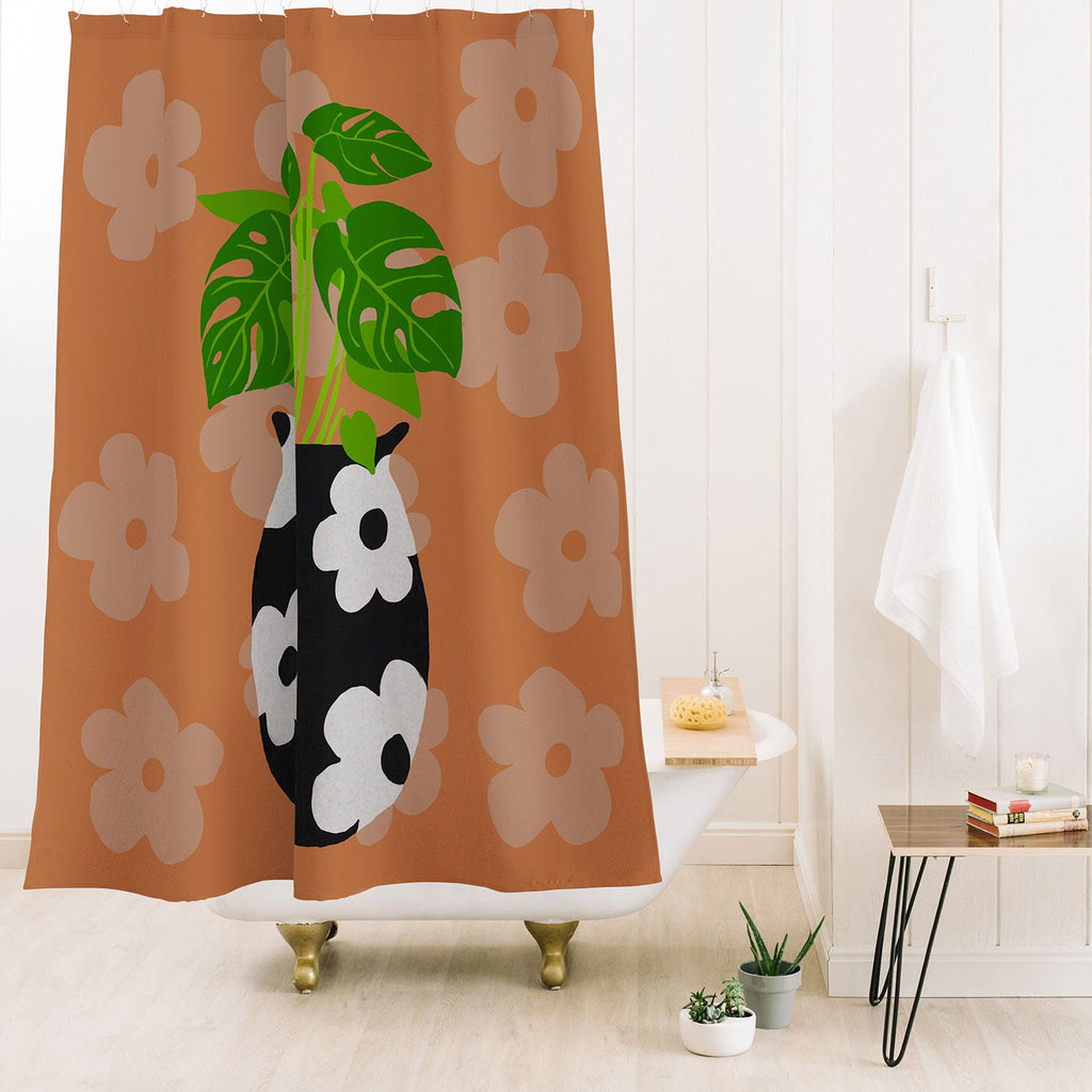 Coco de Paris Green plant retro style 1 Shower Curtain