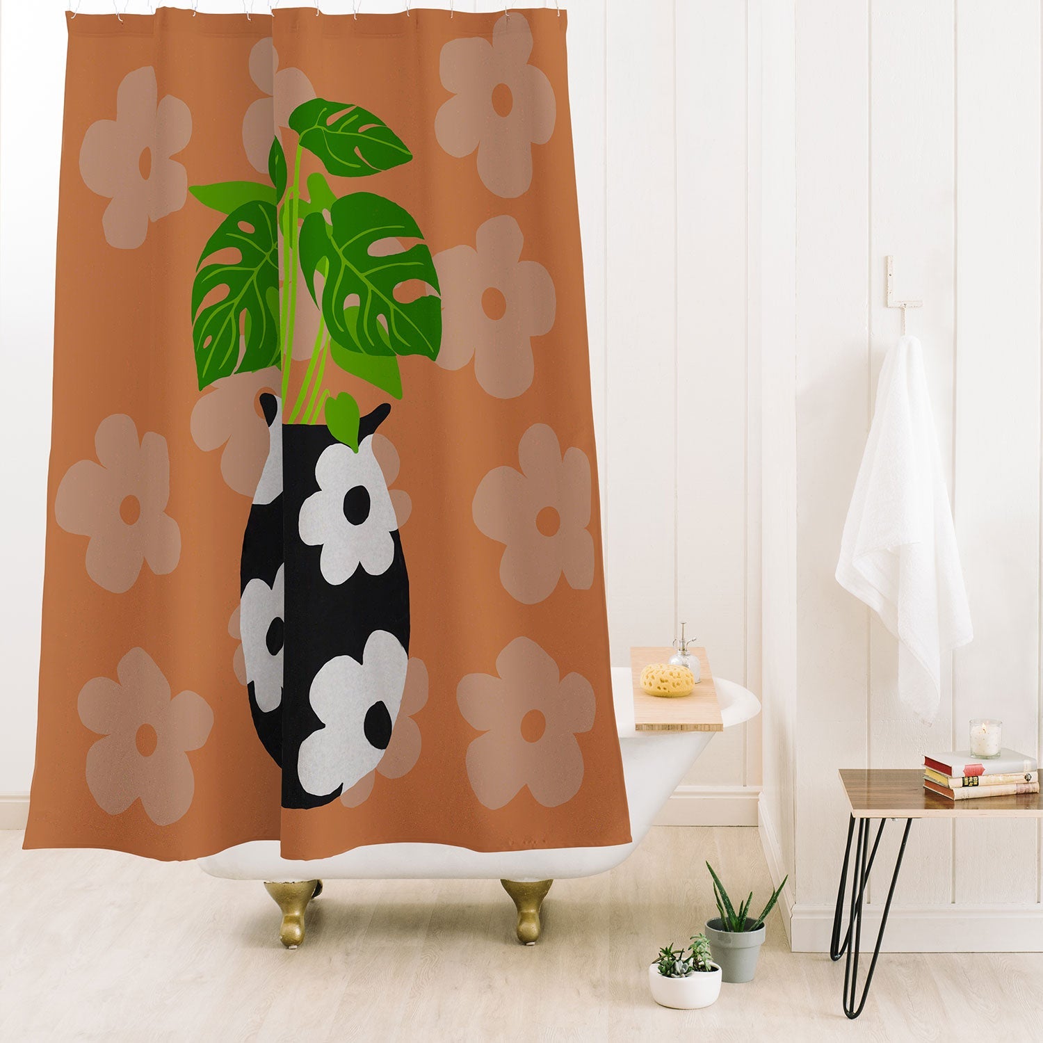 Coco de Paris Green plant retro style 1 Shower Curtain