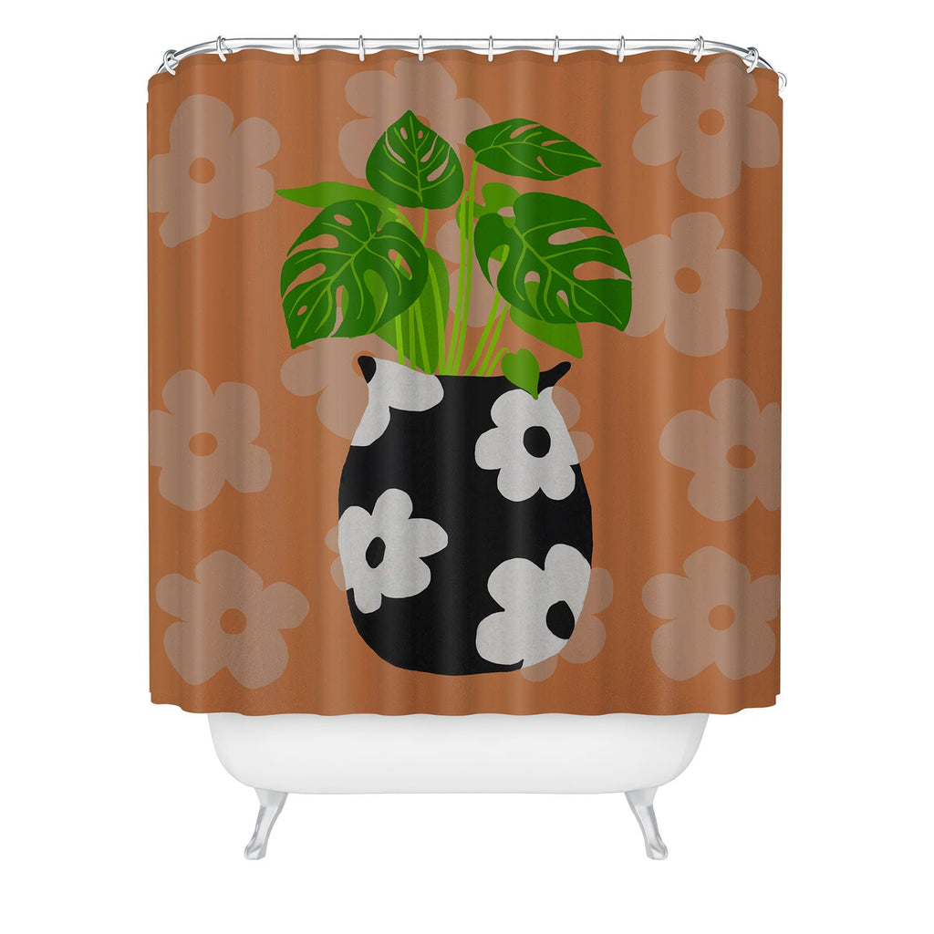 Coco de Paris Green plant retro style 1 Shower Curtain