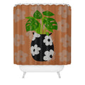 Coco de Paris Green plant retro style 1 Shower Curtain