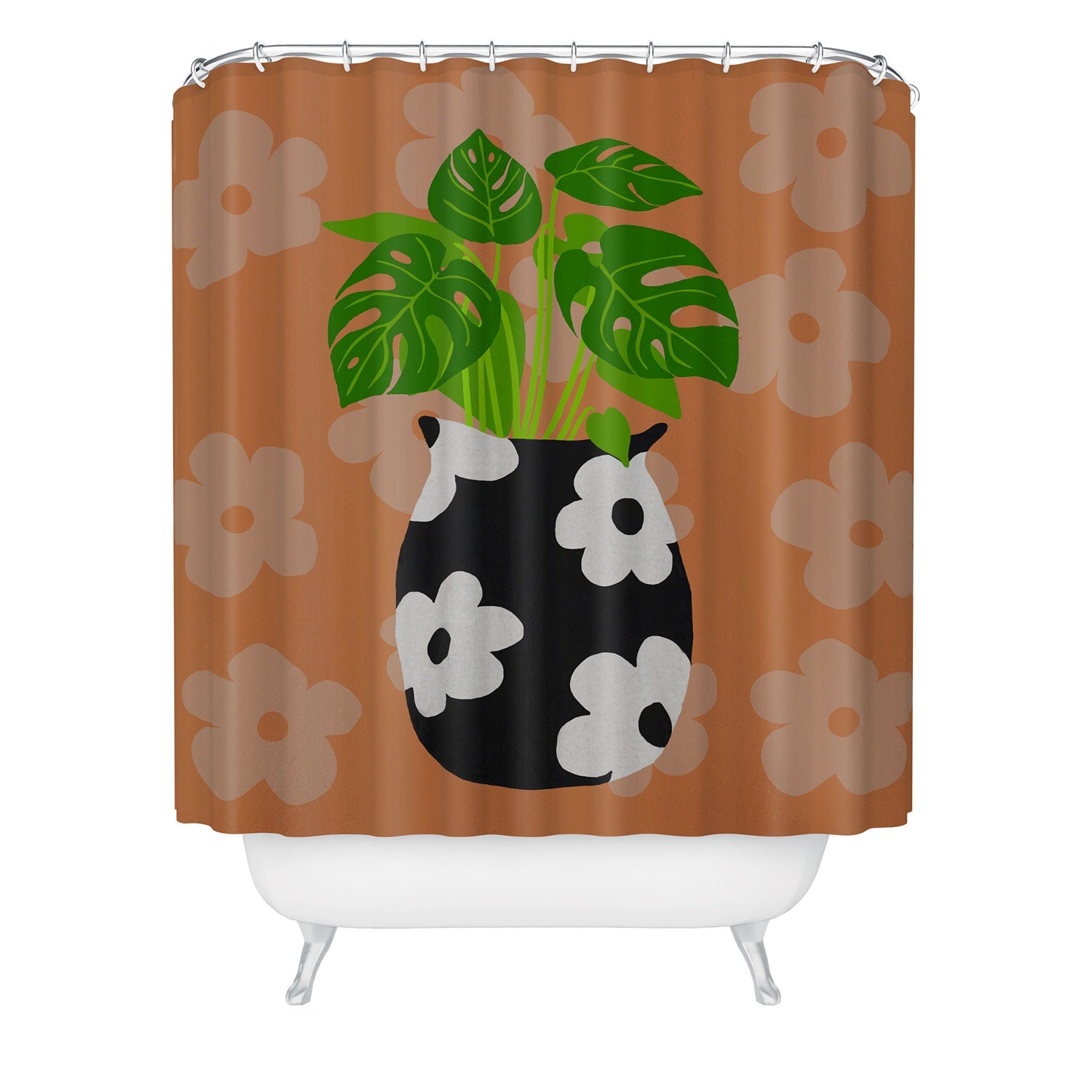 Coco de Paris Green plant retro style 1 Shower Curtain