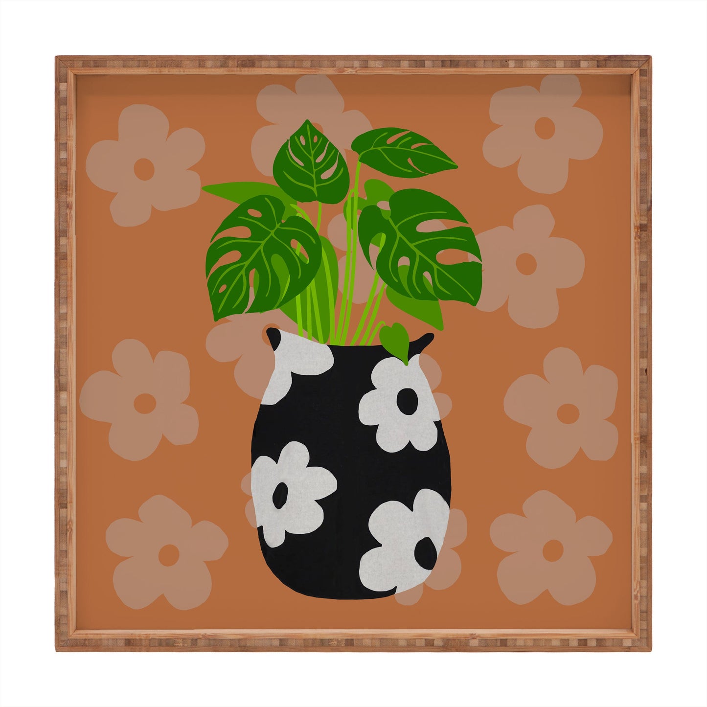 Coco de Paris Green plant retro style 1 Square Tray