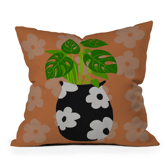 Coco de Paris Green plant retro style 1 Outdoor Throw Pillow