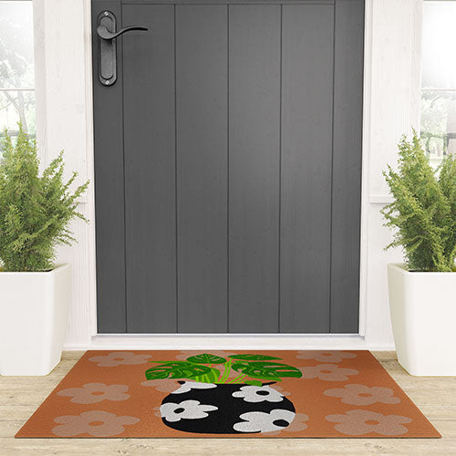 Coco de Paris Green plant retro style 1 Welcome Mat