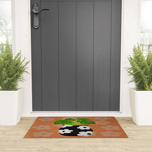 Coco de Paris Green plant retro style 1 Welcome Mat