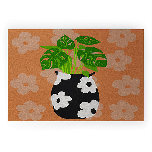 Coco de Paris Green plant retro style 1 Welcome Mat