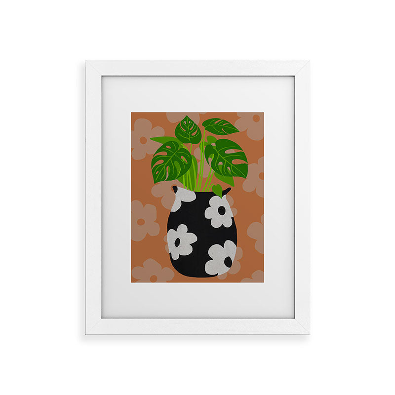Coco de Paris Green plant retro style 1 Framed Art Print