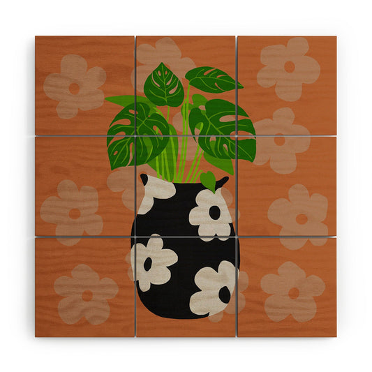 Coco de Paris Green plant retro style 1 Wood Wall Mural