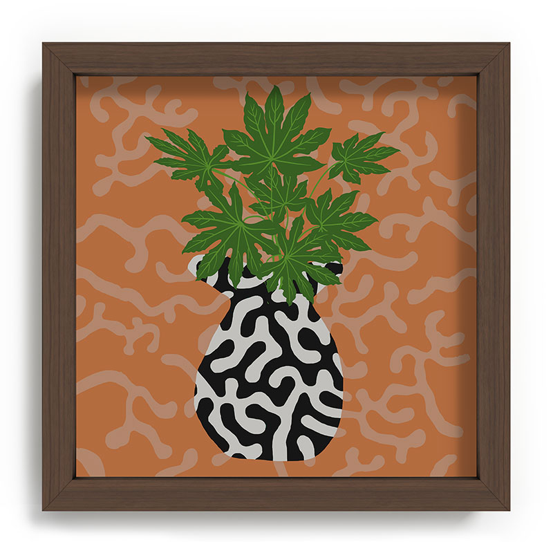 Coco de Paris Green plant retro style 2 Recessed Framing Square