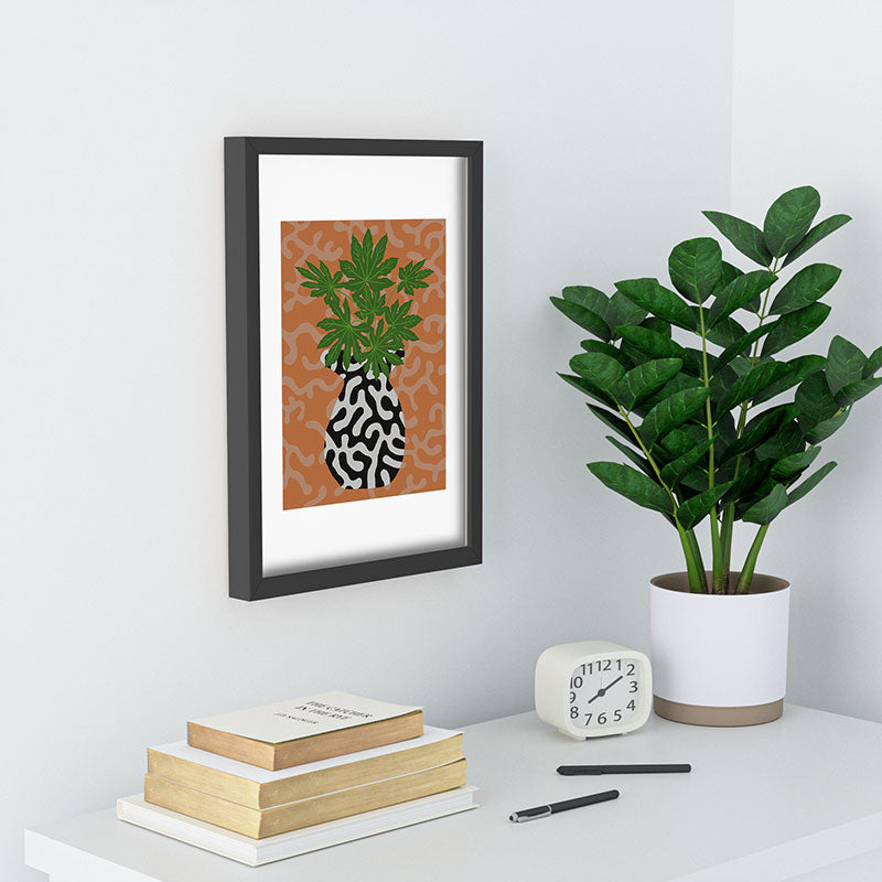 Coco de Paris Green plant retro style 2 Recessed Framing Rectangle