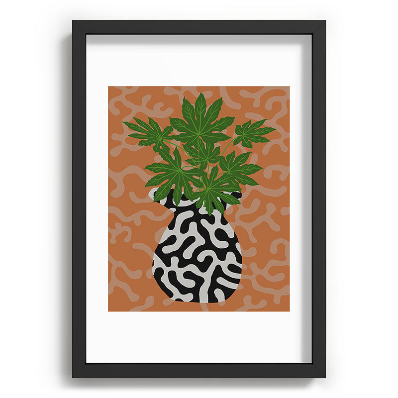 Coco de Paris Green plant retro style 2 Recessed Framing Rectangle