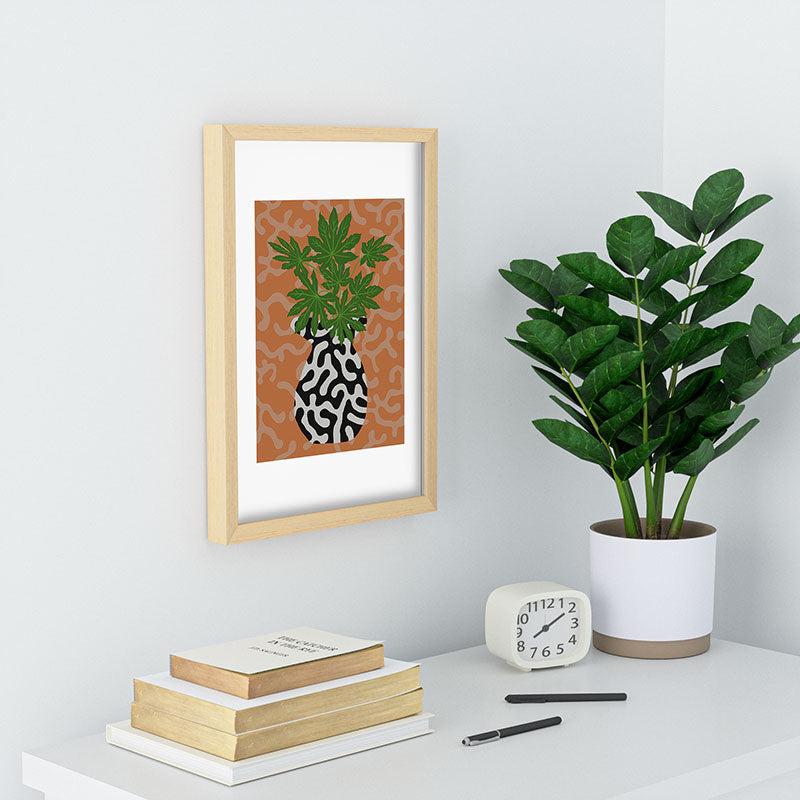 Coco de Paris Green plant retro style 2 Recessed Framing Rectangle