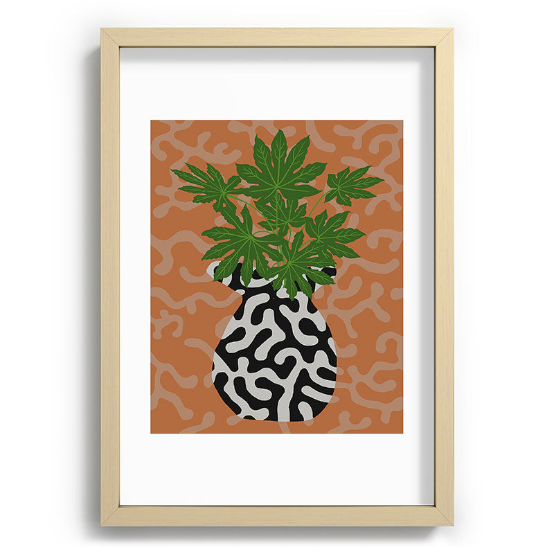 Coco de Paris Green plant retro style 2 Recessed Framing Rectangle