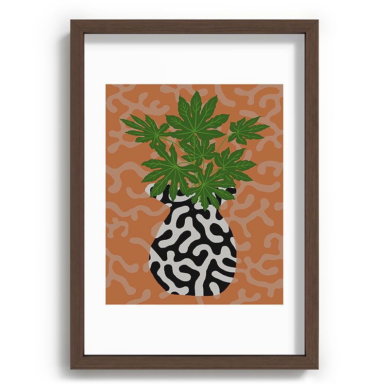 Coco de Paris Green plant retro style 2 Recessed Framing Rectangle