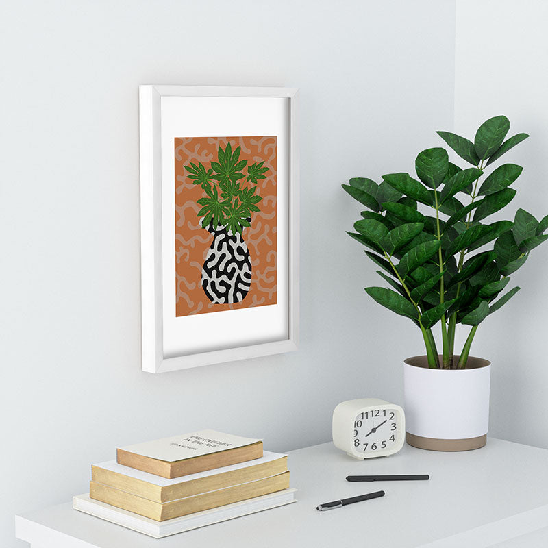 Coco de Paris Green plant retro style 2 Recessed Framing Rectangle