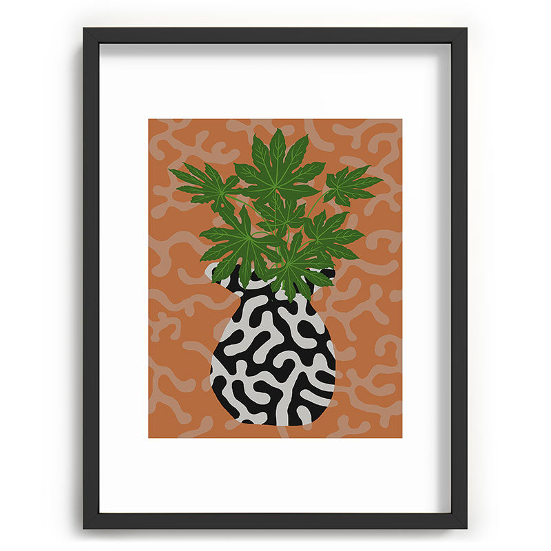 Coco de Paris Green plant retro style 2 Recessed Framing Rectangle