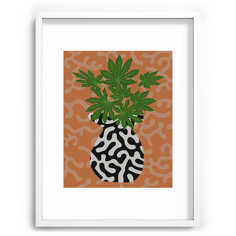Coco de Paris Green plant retro style 2 Recessed Framing Rectangle
