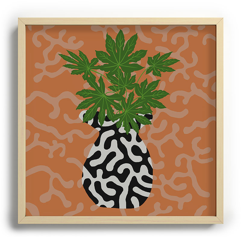 Coco de Paris Green plant retro style 2 Recessed Framing Square