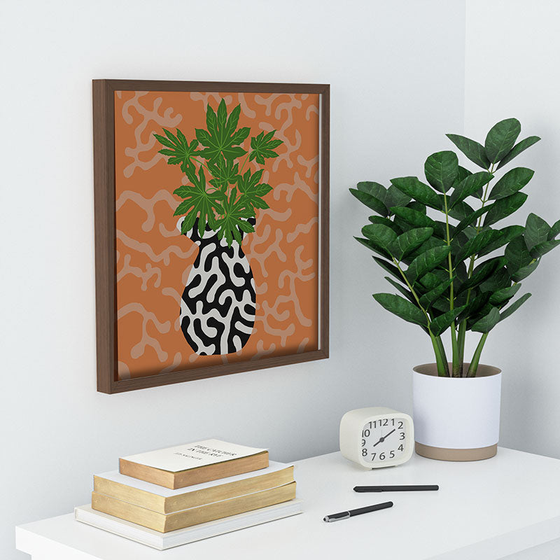 Coco de Paris Green plant retro style 2 Recessed Framing Square