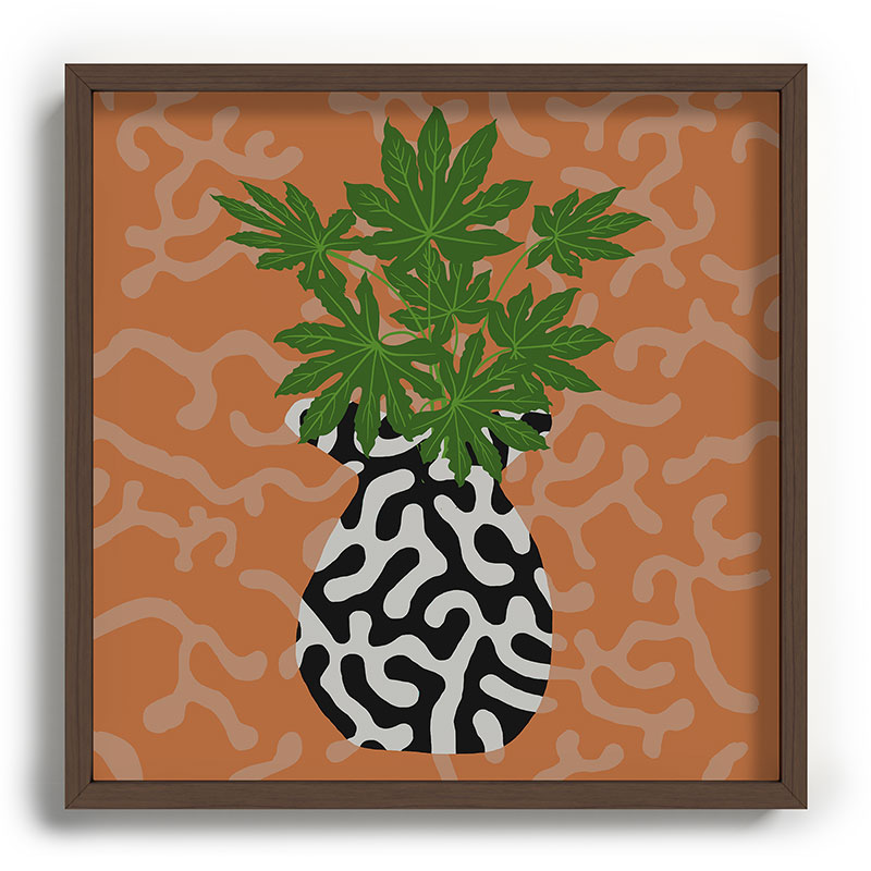 Coco de Paris Green plant retro style 2 Recessed Framing Square